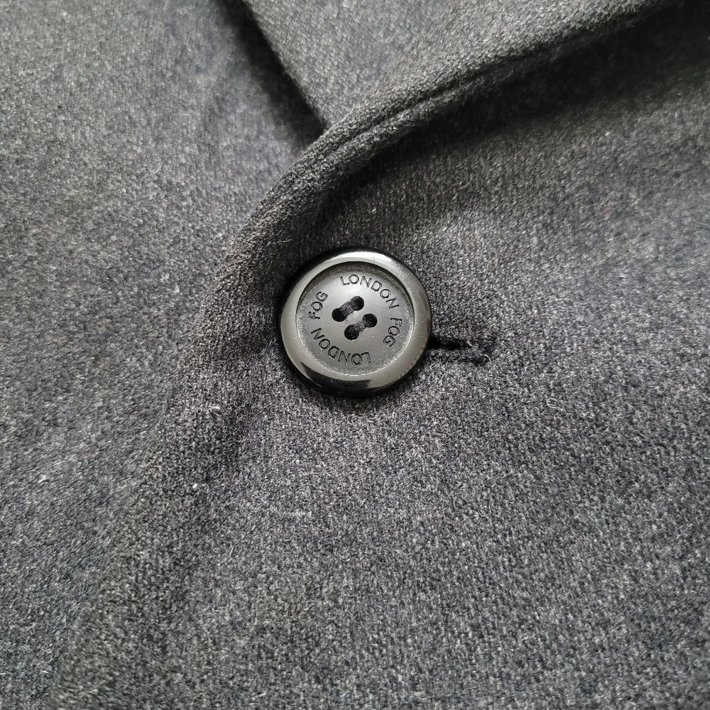 London Fog Men's 46R Wool Blend Gray Long Dress Coat Overcoat Topcoat Career